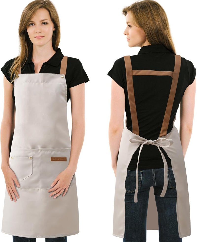 DILLMAN Art Aprons for Men Women Painting Pottery Baking, H Back Straps Waterdrop Kitchen Chef Cooking Apron with Pockets - Image 1